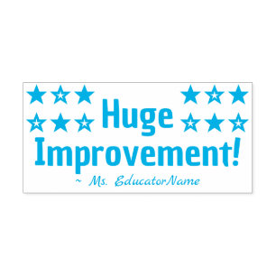 "Huge Improvement!" + Tutor Name Rubber Stamp