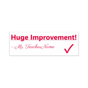 "Huge Improvement!" + Tutor Name Rubber Stamp