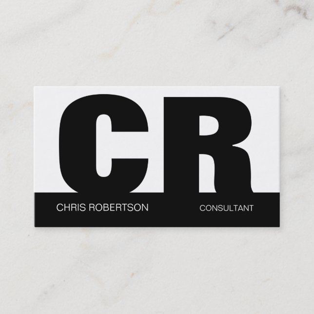 Huge Letter Monogram Black White Business Card (Front)