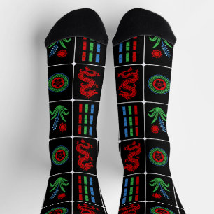 Huge Mahjong Tiles #4 Red Green Blue Black Socks