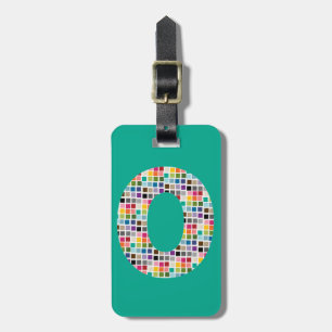Huge Monogram Letter O - colourful square pattern Luggage Tag