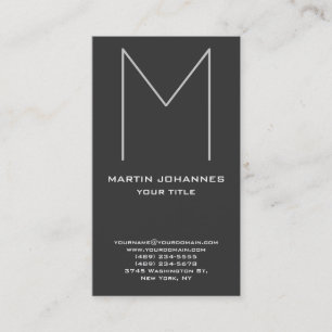 Huge Monogram Vertical Chic Grey Business Card