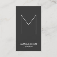 Huge Monogram Vertical Grey Business Card