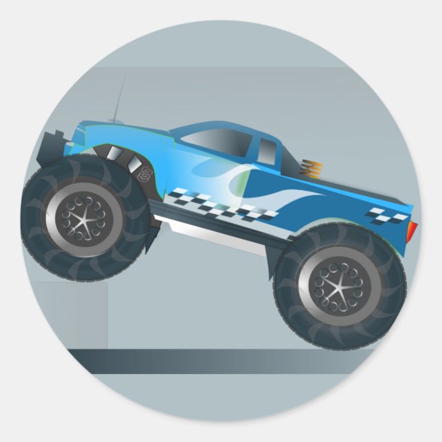 Huge Monster Truck Speedway-lover Design Classic Round Sticker (Front)