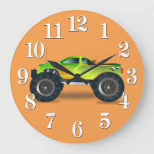 Huge Monster Truck Speedway-lover Design Large Clock