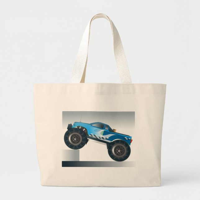 Huge Monster Truck Speedway-lover Design Large Tote Bag (Front)