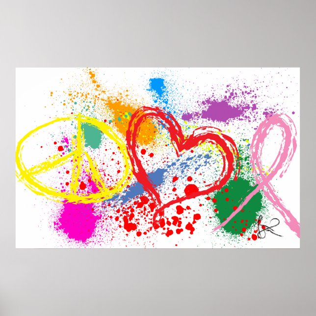"Huge" Peace Love Hope Paint Splatter Poster (Front)