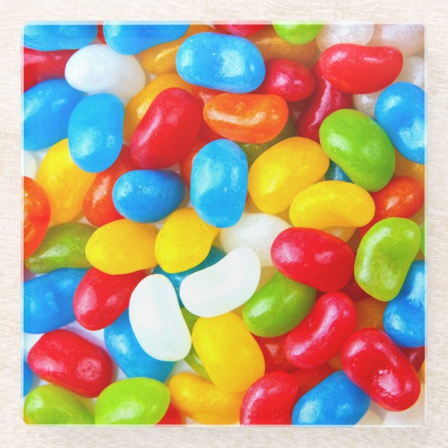 Huge Pile of Candy Jelly Beans Glass Coaster (Front)
