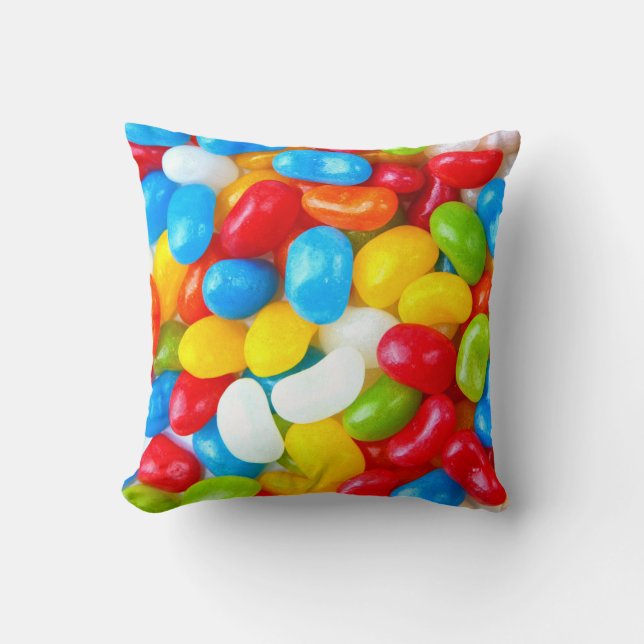Huge Pile of Candy Jelly Beans Throw Pillow (Front)