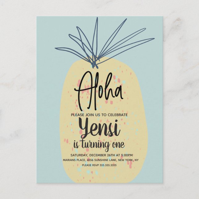 Huge Pineapple Art Birthday Tropical Summer Aloha Postcard (Front)
