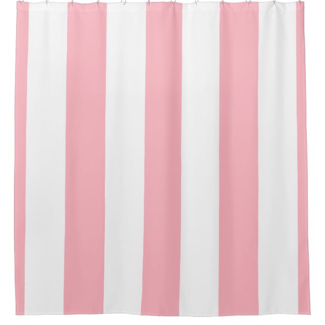 Huge Pink White Vertical Stripe NL #3 Shower Curtain (Front)