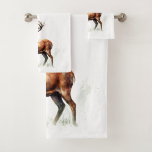 Huge Racked Deer  Bath Towel Set