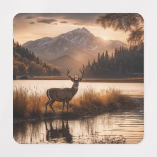 Huge Racked Deer on Mountain Lake