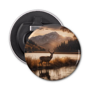 Huge Racked Deer on Mountain Lake Bottle Opener