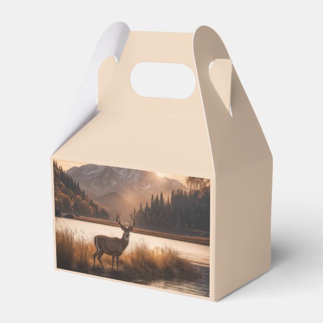Huge Racked Deer on Mountain Lake Favour Box (Front Side)