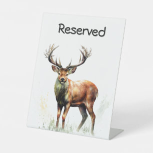 Huge Racked Deer Reserved Pedestal Sign