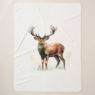 Huge Racked Deer Sherpa Blanket