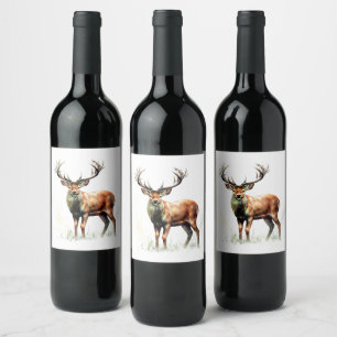 Huge Racked Deer  Wine Label