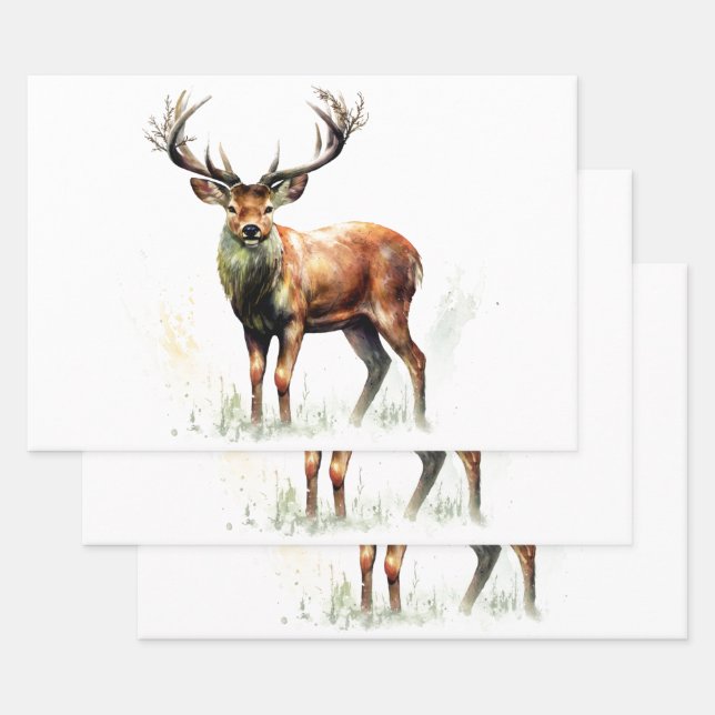 Huge Racked Deer  Wrapping Paper Sheet (Set)