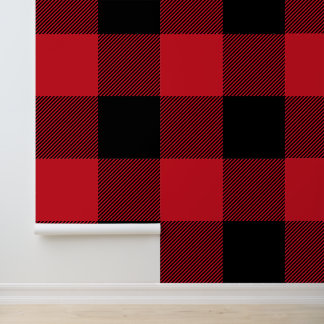Huge Red and Black Buffalo Plaid Wallpaper
