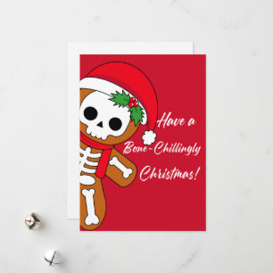 Huge Red Skeleton Gingerbread  Holiday Card