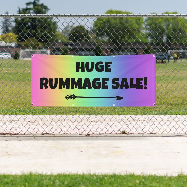 Huge Rummage Sale! Rainbow Banner (Insitu)