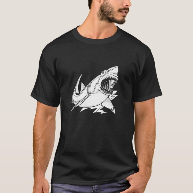 Huge Shark Bite Deep Sea Creature - Funny Ocean T-Shirt (Front)