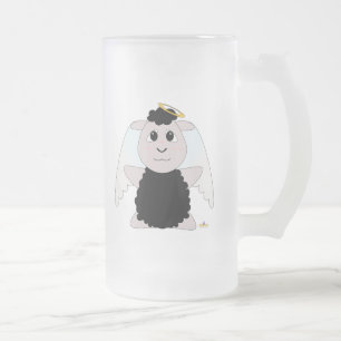 Huggable Angel Black Sheep Frosted Glass Beer Mug