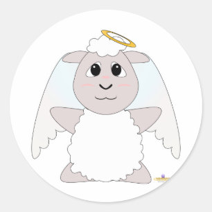 Huggable Angel White Sheep Classic Round Sticker