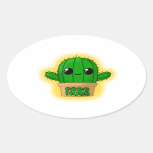 Huggable Cactus Oval Sticker