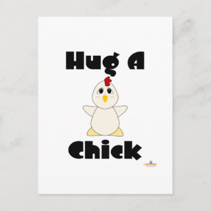 Huggable White Chicken Hug A Chick Postcard