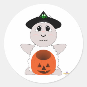 Huggable Witch White Sheep Classic Round Sticker