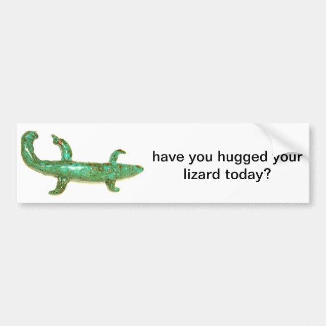 hugged your lizard bumpersticker bumper sticker (Front)