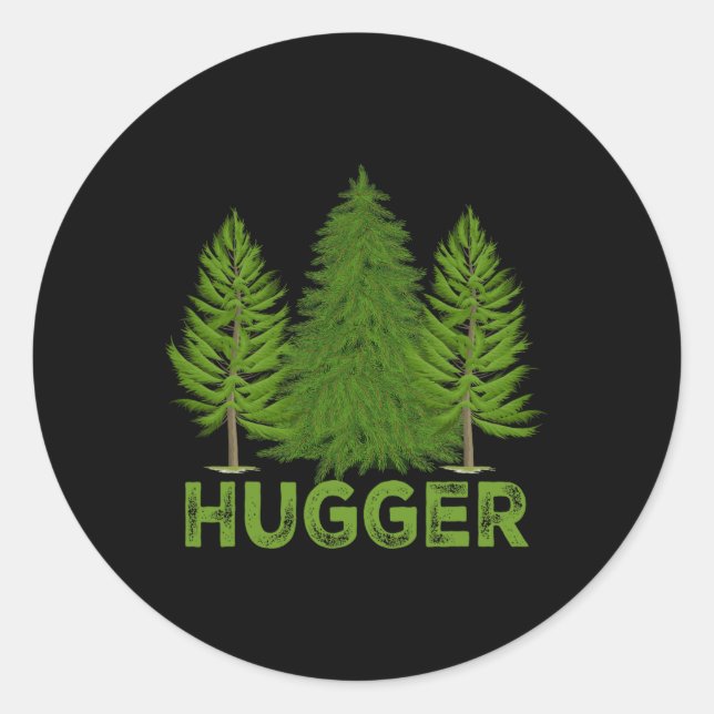 Hugger Tree Glol Warming Climate Change Earth Day  Classic Round Sticker (Front)