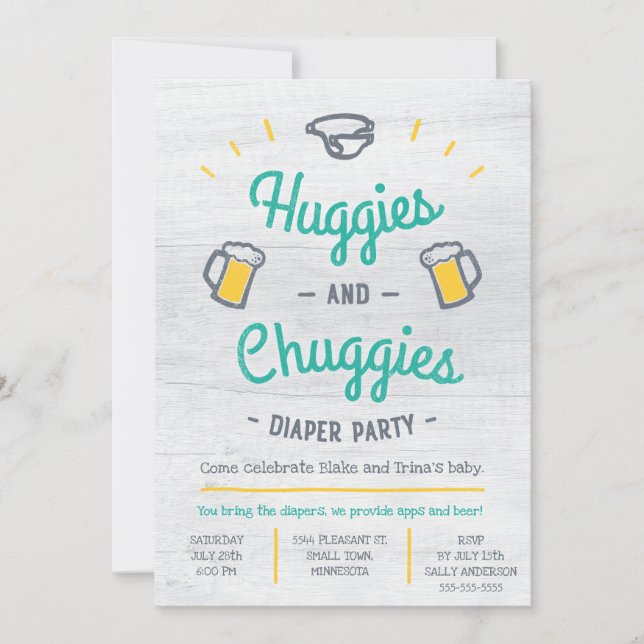 Huggies and Chuggies Diaper Party Invitation (Front)