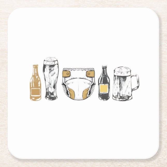 Huggies and Chuggies Square Paper Coaster (Front)