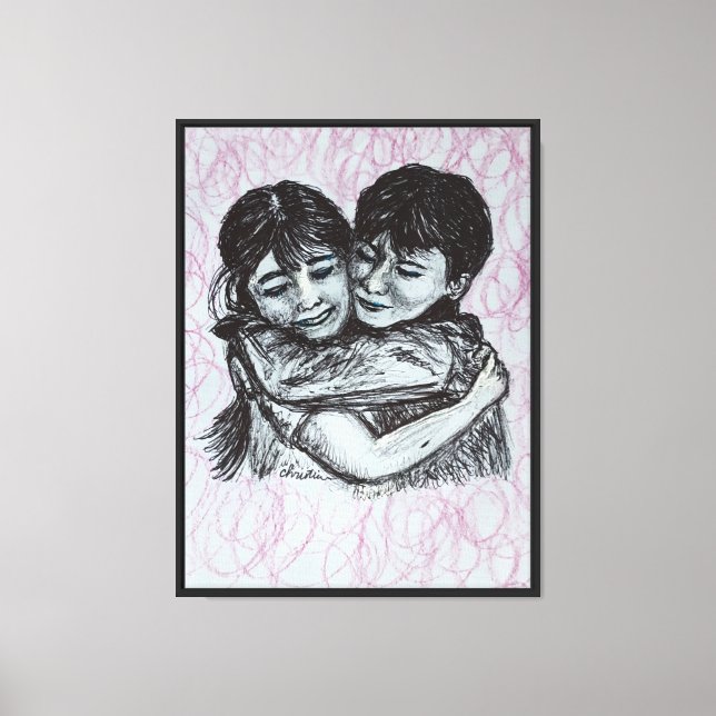 Hugging  canvas print (Front)