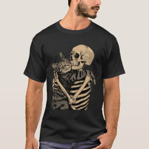 Hugging Cat Halloween Cat Lover Cat Mum Dad T-Shirt