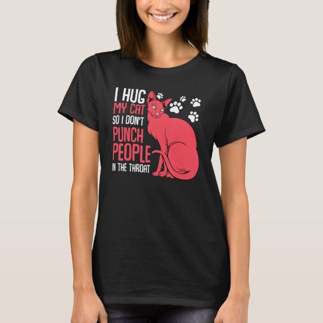Hugging Cat Pet Animal Meowing Kitty     Humour T-Shirt (Front)