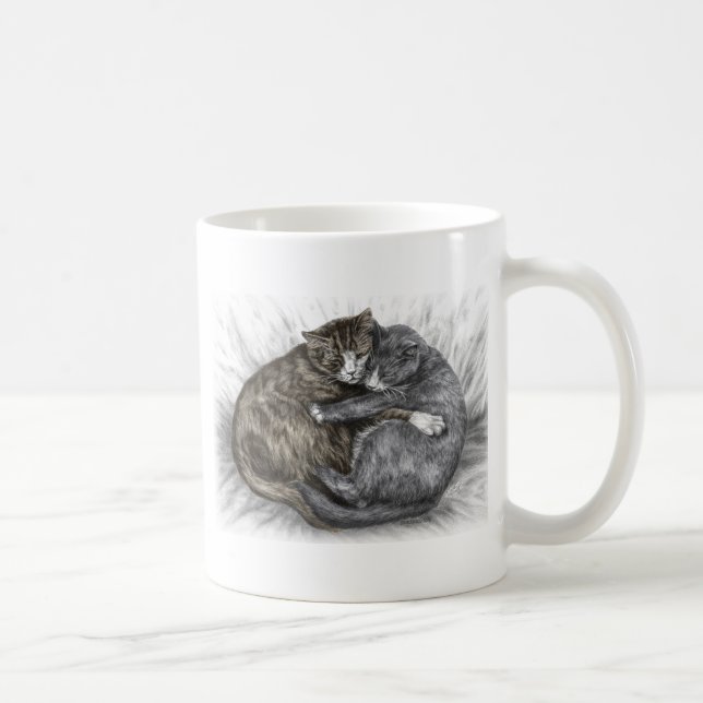 Hugging Cats Sleeping Coffee Mug (Right)