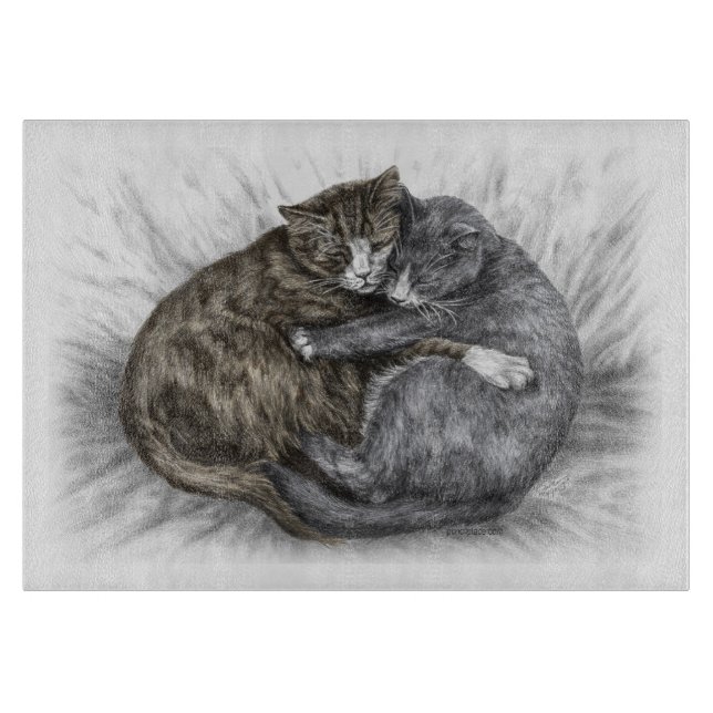 Hugging Cats Sleeping Cutting Board (Front)