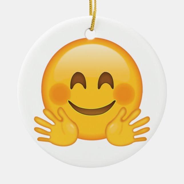 Hugging Face - Emoji Ceramic Tree Decoration (Front)