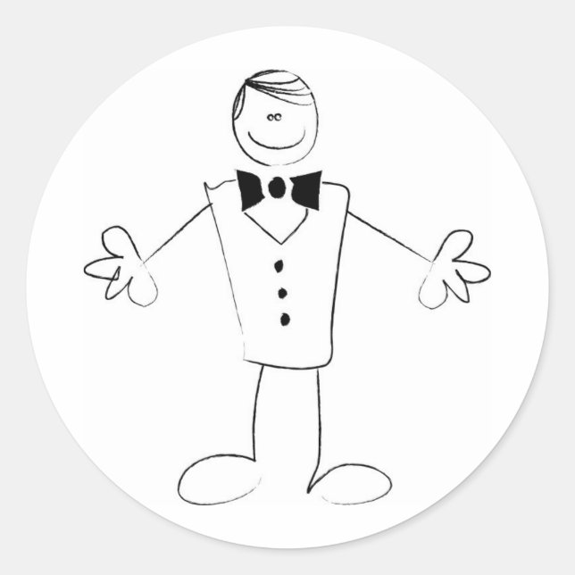 Hugging Groom With Open Arms Classic Round Sticker (Front)