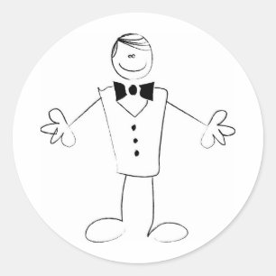 Hugging Groom With Open Arms Classic Round Sticker