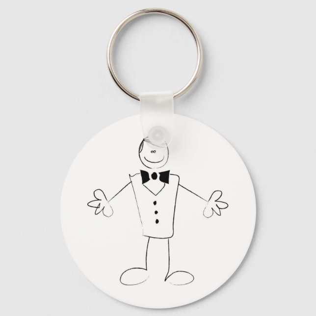 Hugging Groom With Open Arms Key Ring (Front)