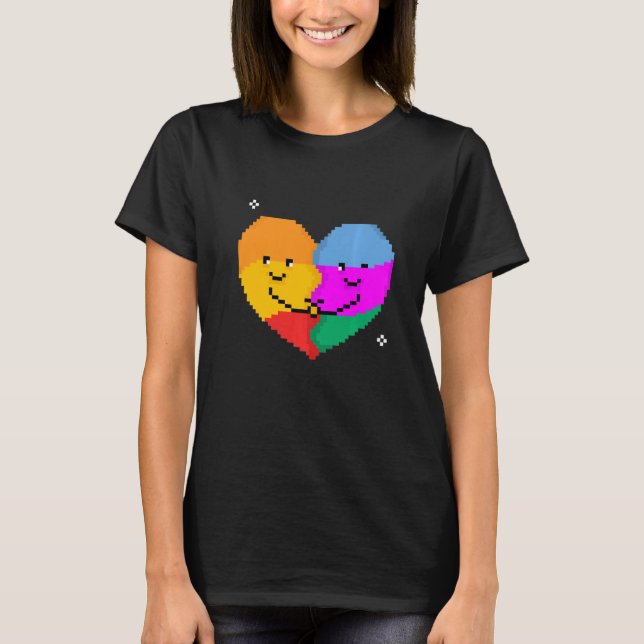 Hugging Heart Lgbtq Gay Rights Proud Pride Rainbow T-Shirt (Front)