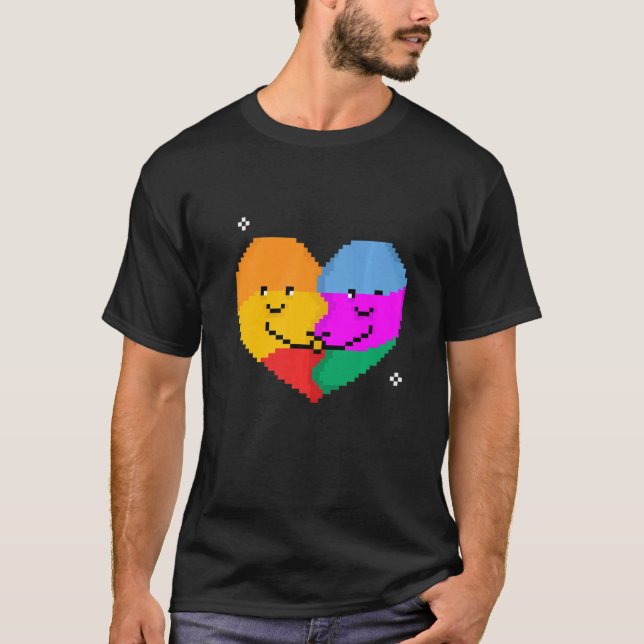 Hugging Heart Lgbtq Gay Rights Proud Pride Rainbow T-Shirt (Front)