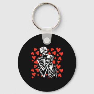 Hugging Hearts Valentines Day Cute Bones Skull Lov Key Ring