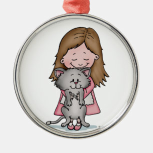 Hugging my Kitten - Design for Cat Lovers Metal Tree Decoration