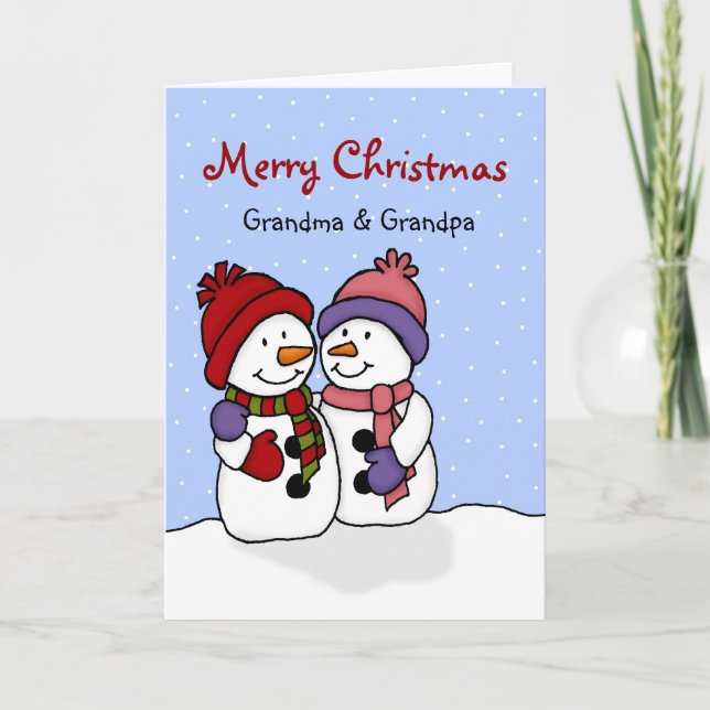 Hugging snowmen Christmas card (Front)